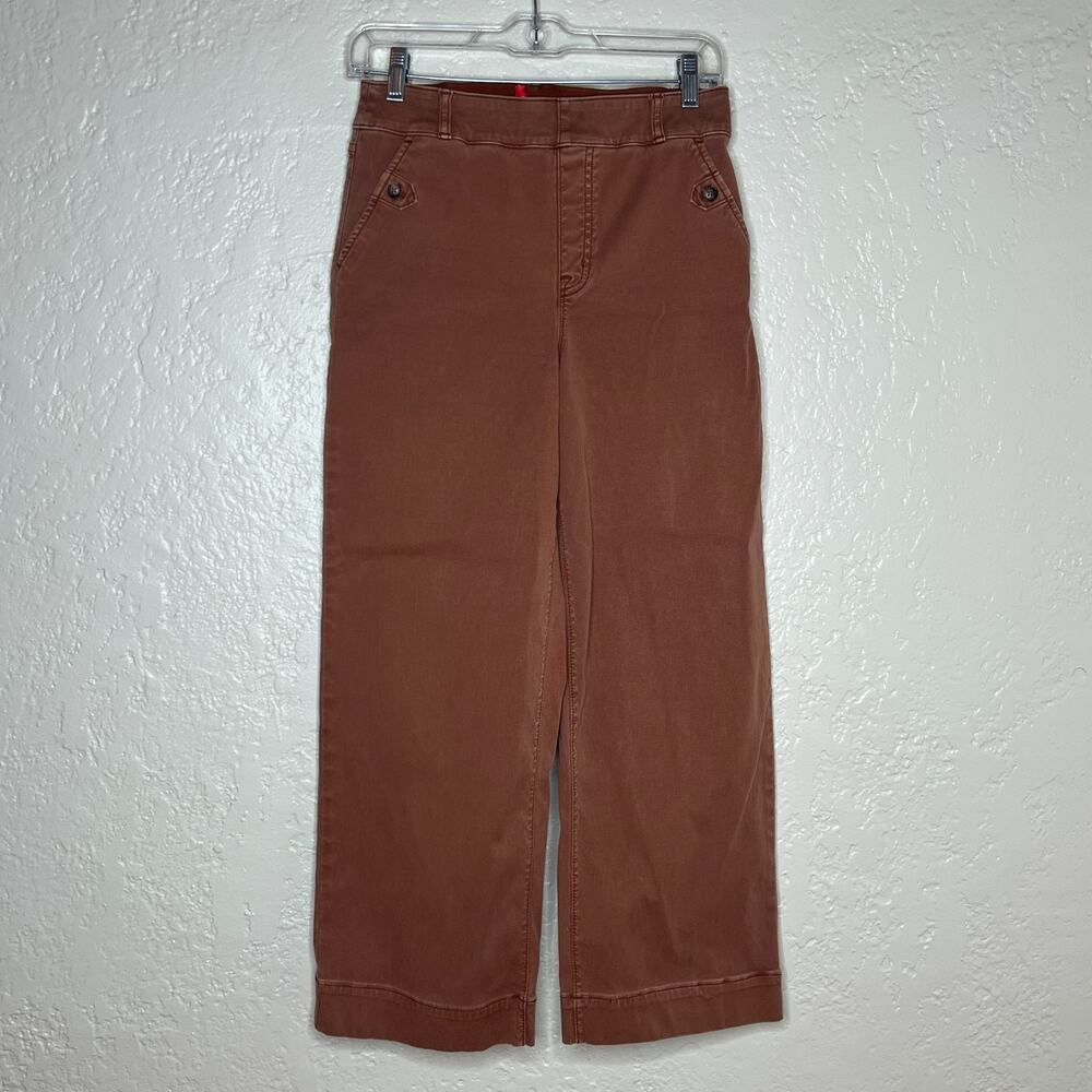 Spanx Stretch‎ Twill Cropped Wide Leg Pants Polished Pull On Women Russet Medium